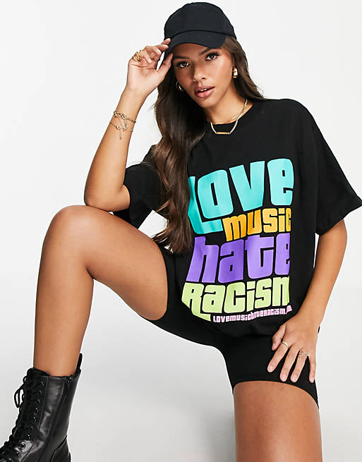 Love Music Hate Racism X ASOS Unisex graphic Tshirt in black