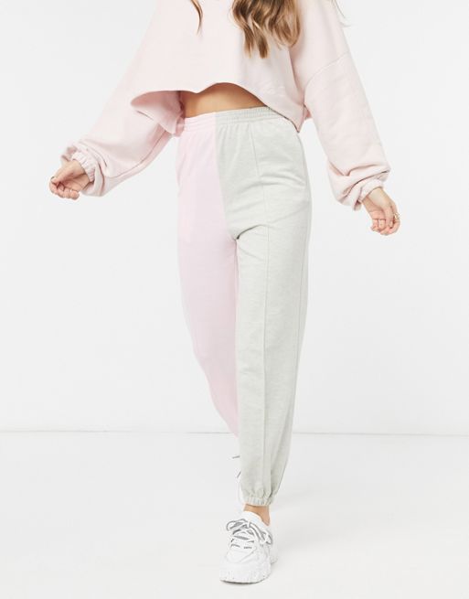 Love & Other Things color block sweatpants in pink & gray