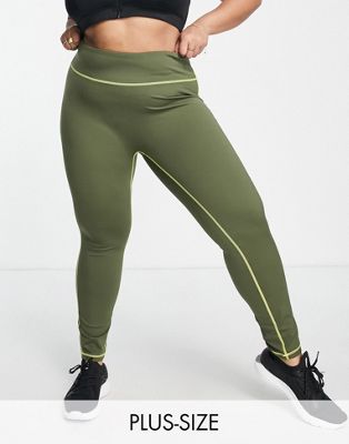Love & Other Things Curve contrast high waisted leggings in khaki