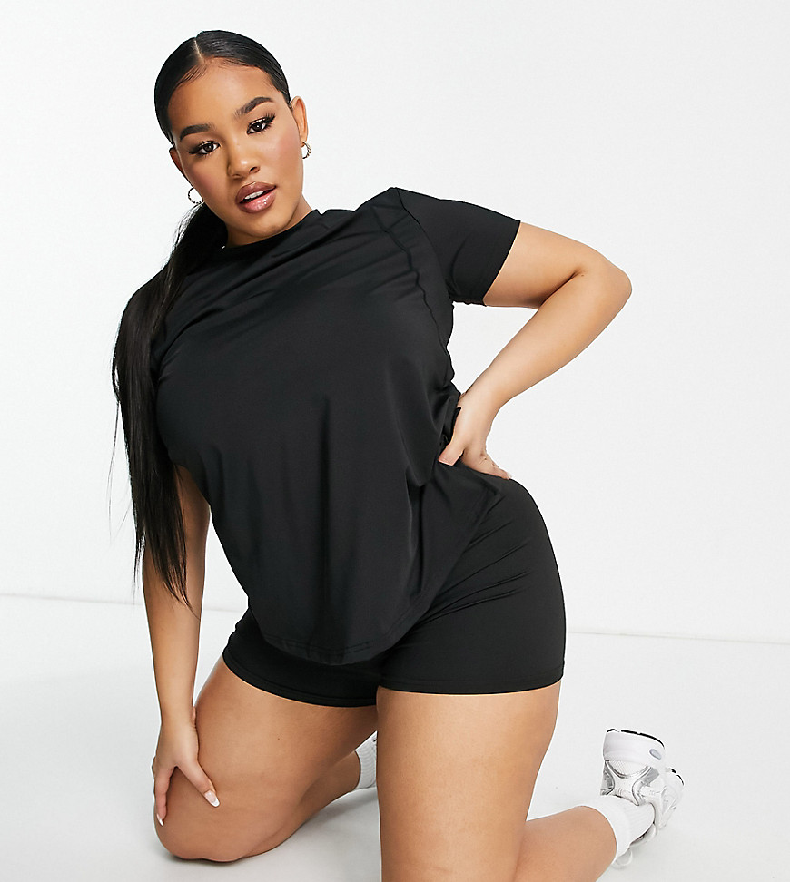 Love & Other Things Curve sports bum sculpting shorts in black
