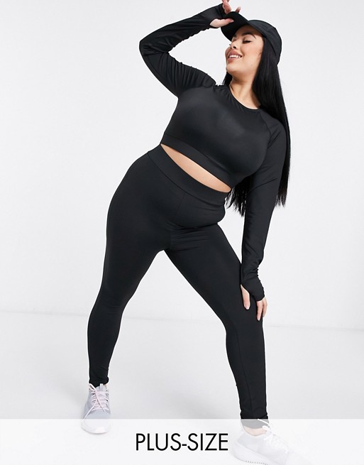 Love & Other Things Plus gym high waisted leggings in black
