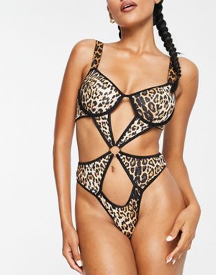 Love & Other Things cut out bodysuit in brown leopard - ASOS Price Checker