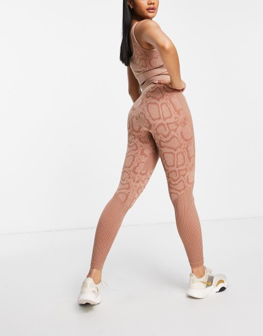 Love & Other Things - Fitness - Naadloze legging met print in naturel