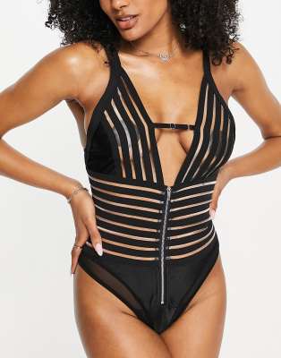 belediging Feat kat Love & Other Things - Gestreepte body van mesh in zwart | ASOS