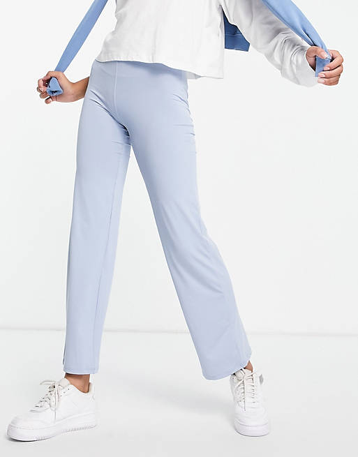 Love & Other Things gym co-ord flared trousers in light blue
