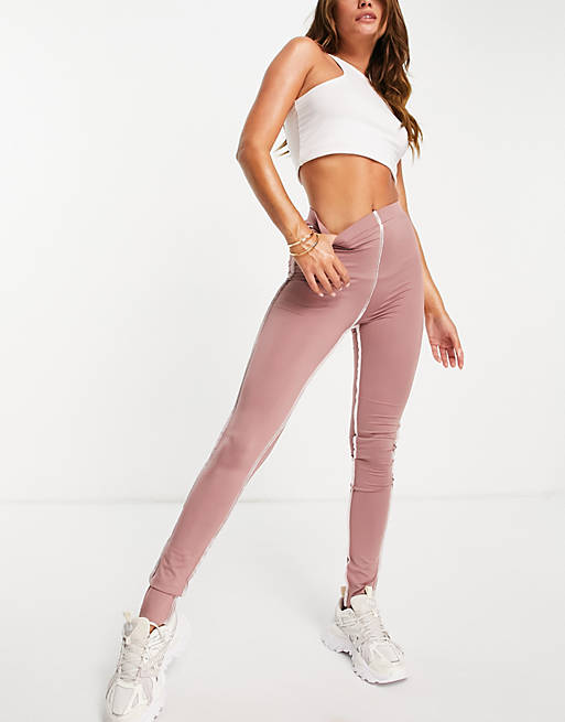 Love & Other Things gym contrast trim leggings in pink