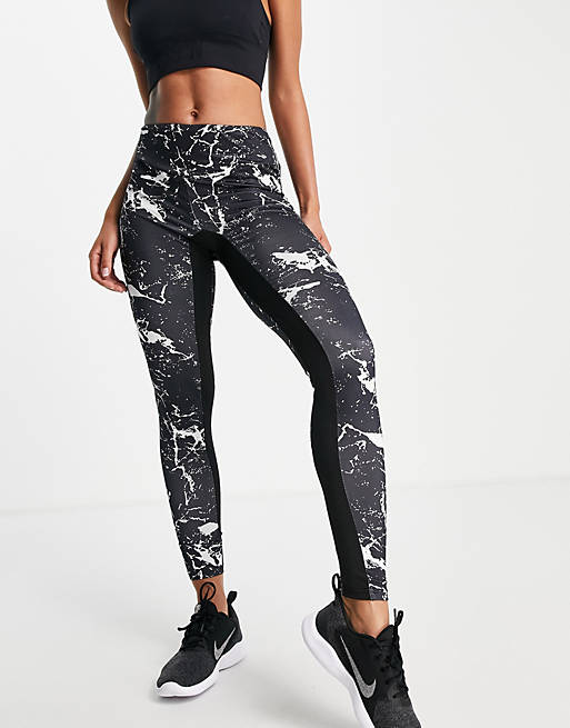 Love & Other Things gym high waisted leggings in marble print