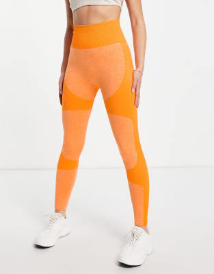 Love Other Things Gym Seamless Contrast Leggings In Tangerine Orange Modesens