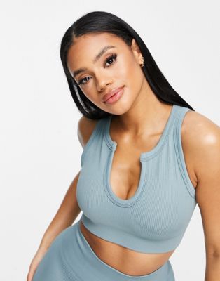 Love & Other Things gym seamless crop top in blue
