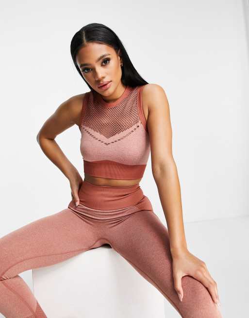 Love & Other Things gym seamless crop top in red 