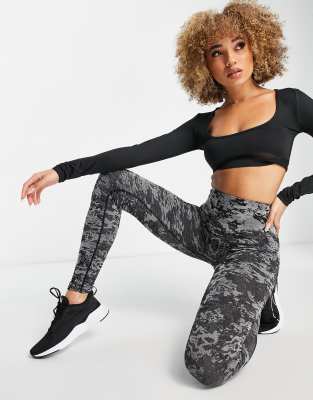 Gym seamless leggings in camo print-Green