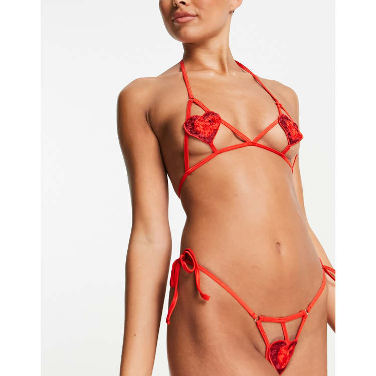 Love Other Things heart lingerie set in red