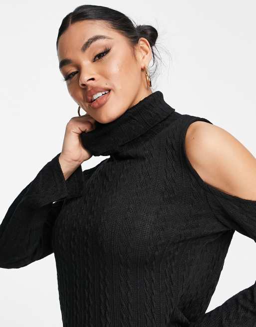 Roll neck 2024 cold shoulder jumper