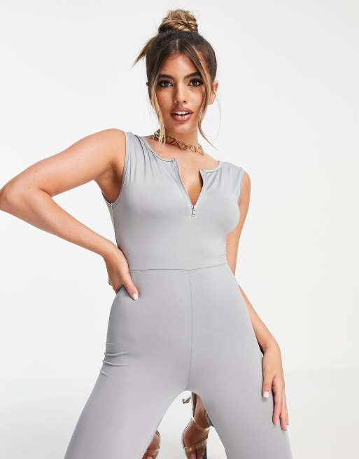 Love & Other Things - Jumpsuit met rits aan de voorkant in grijs, 3 van 4