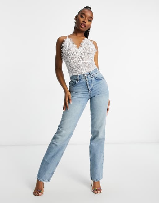 Jeans with best sale lace bodysuit