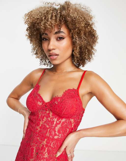 Love Other Things lace nightdress in red ASOS