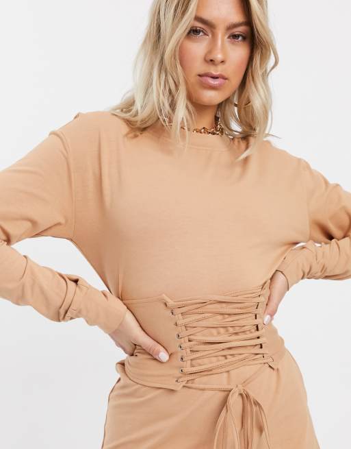 Lace up hot sale sweatshirt dress