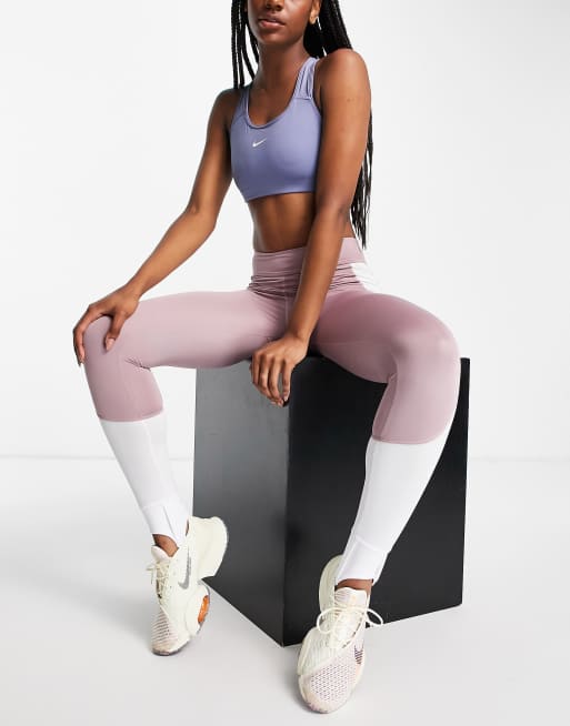 Love & Other Things – Legginsy sportowe z kontrastowymi wstawkami w kolorze fioletowo-białym – część zestawu