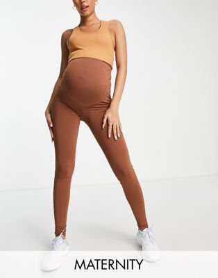 Love & Other Things Maternity gym bum sculpting leggings in brown