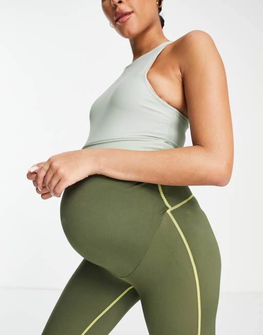 Love & Other Things Maternity gym contrast high waisted leggings in khaki