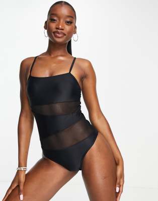 black swimsuit mesh