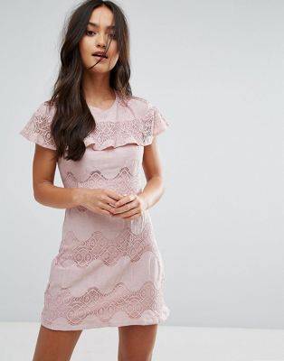 Love & Other Things - Mini-jurk met kanten ruches-Roze