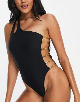 black and gold swimming costume