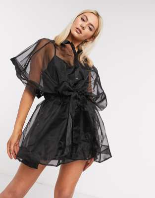 Black organza skater shirt hot sale dress