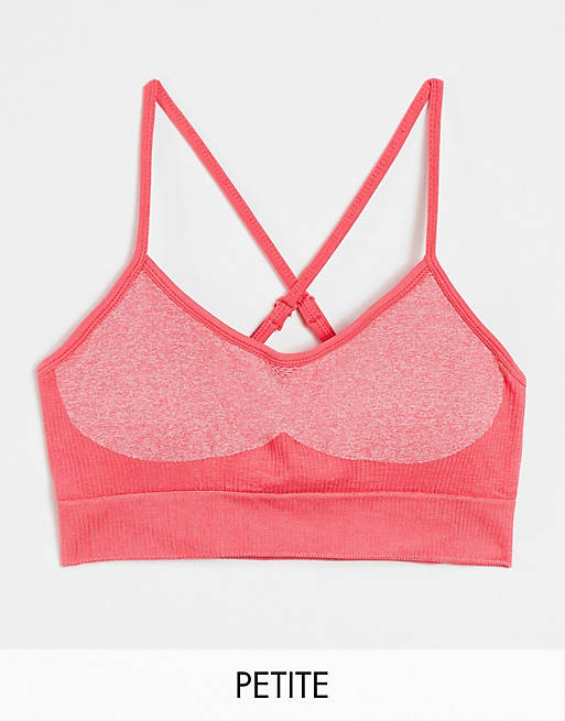 Love & Other Things Petite gym seamless contrast bralet in pink