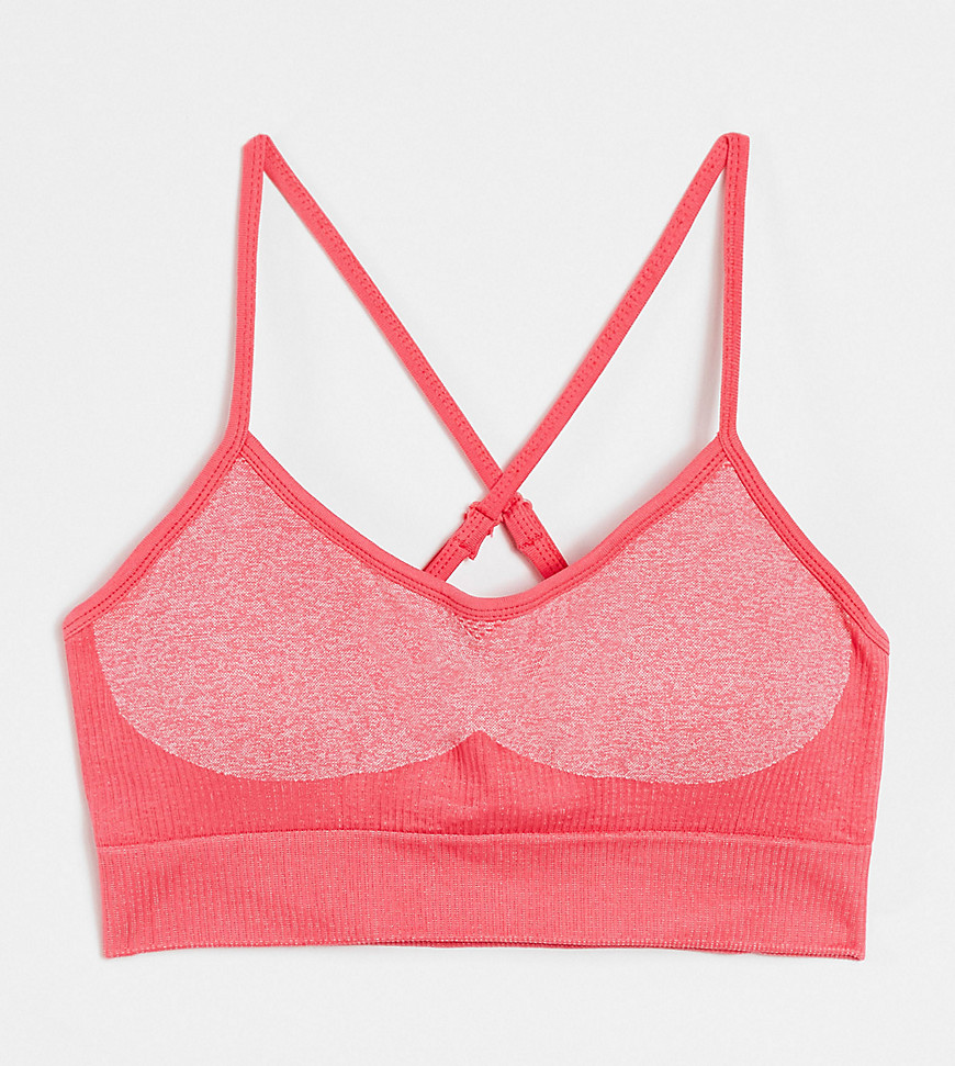 Love & Other Things Petite gym seamless contrast bralette in pink