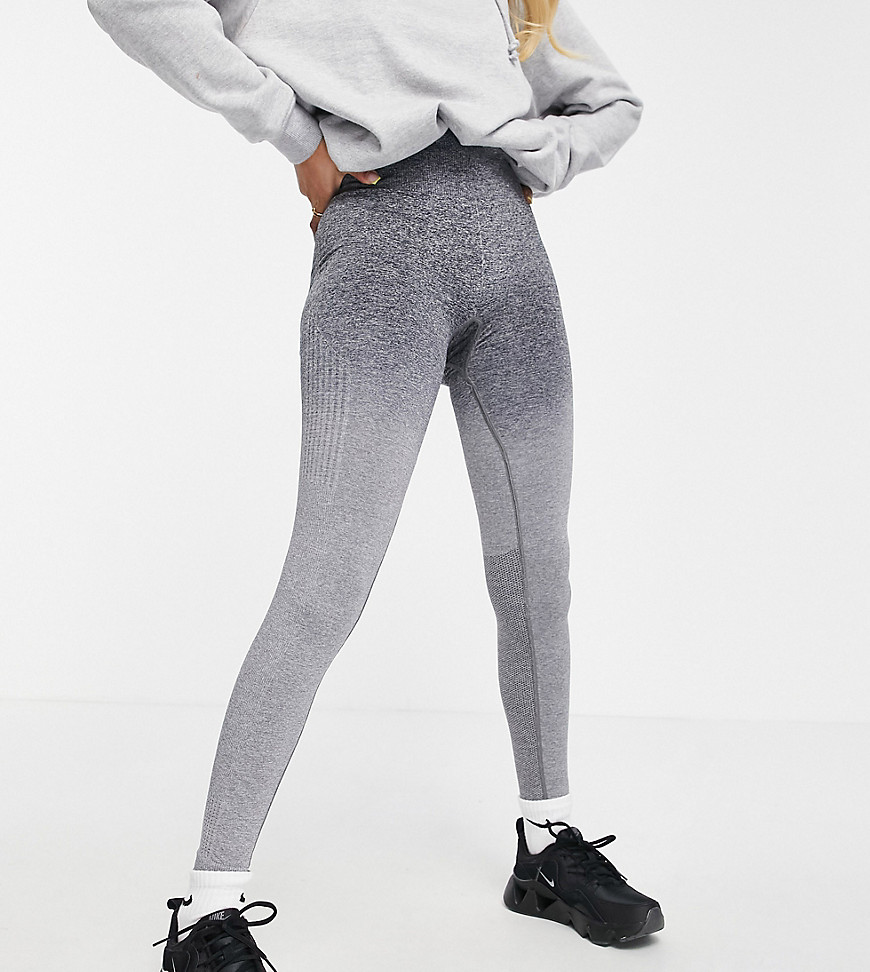 Love & Other Things Petite sports seamless knitted high waisted leggings in grey marl