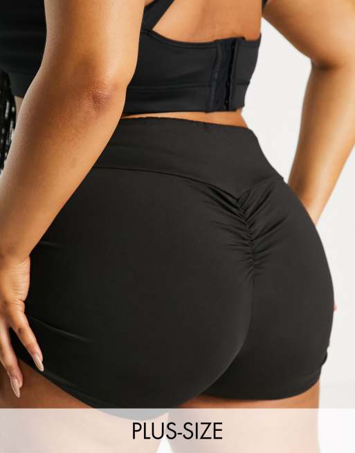 Plus Grey Seamless Booty Shorts, Plus Size