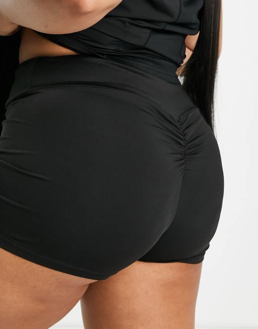 Love & Other Things Plus gym bum sculpting shorts in black