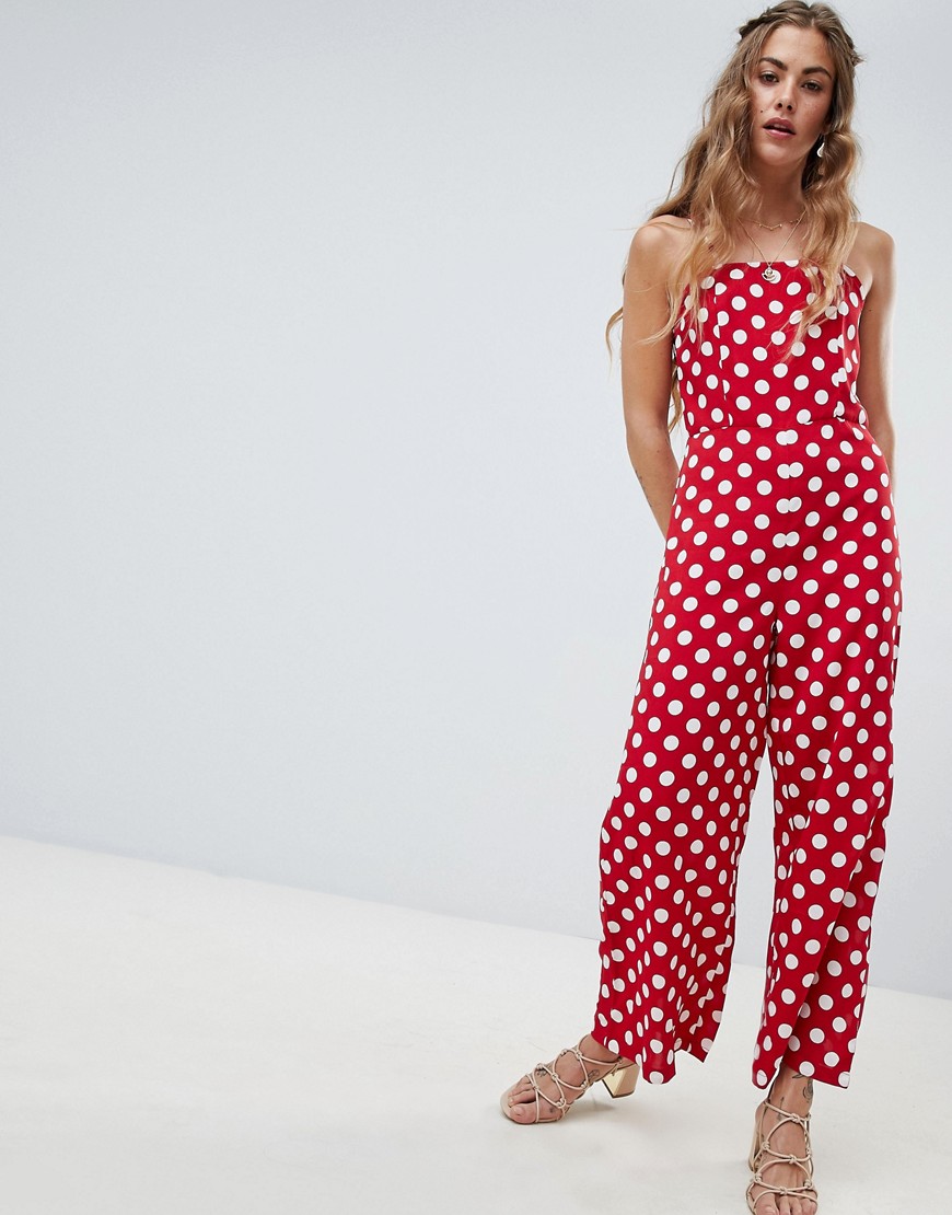 Love & Other Things Polka Dot Jumpsuit-Red