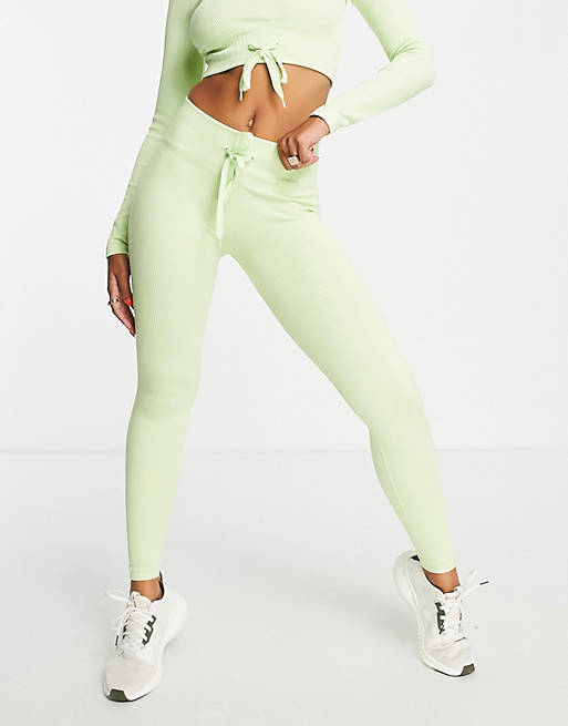Love & Other Things ribbed gym leggings in pastel green