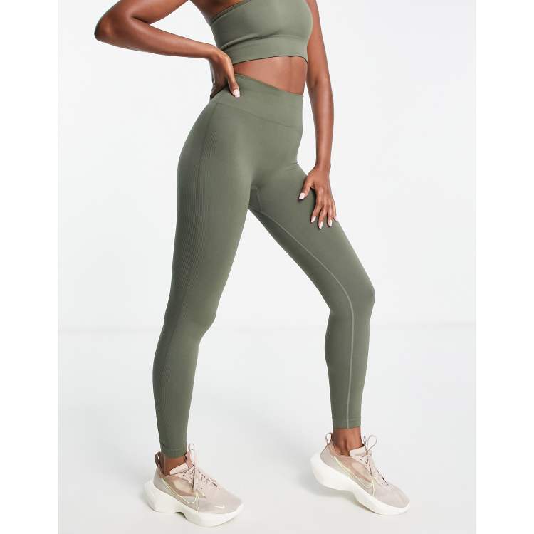 Love & Other Things seamless high waisted leggings in army green