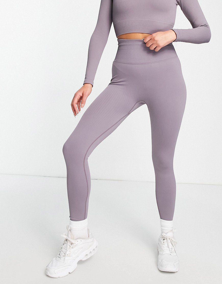 Love & Other Things seamless high waisted leggings in light purple marl