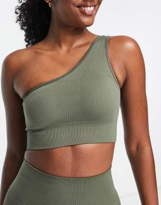 Love & Other Things Love & Other things seamless one shoulder top in army green