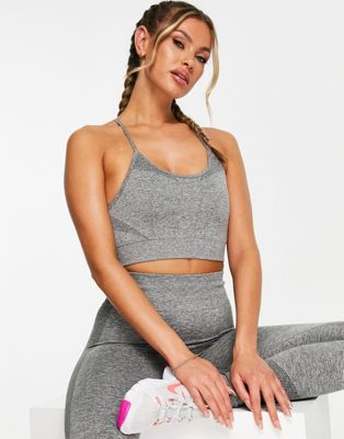 Love & Other things seamless sports bra with cross back in grey marl