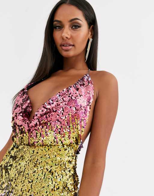 Love u0026 Other Things sequin halter neck dress | ASOS