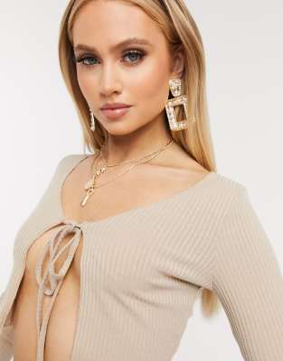 long sleeve tie front cardigan