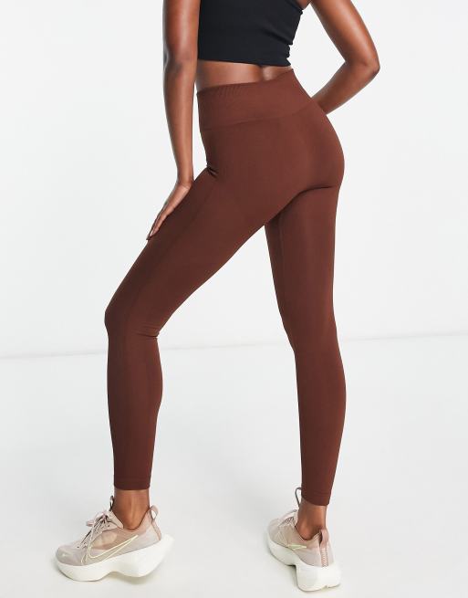 Love & Other Things - Sømløse og højtaljede leggings i chokoladebrun, 2 af 4