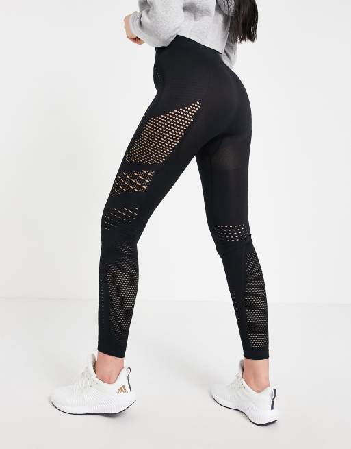 Knitted High Waisted Leggings - Black