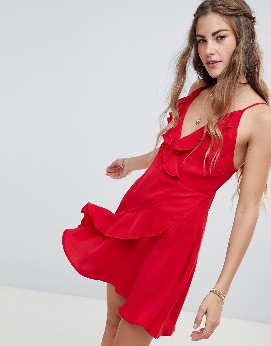 Love & Other Things Wrap Dress-Red