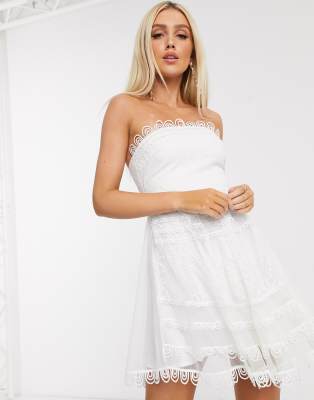 love triangle floral embroidered long sleeve dress in white