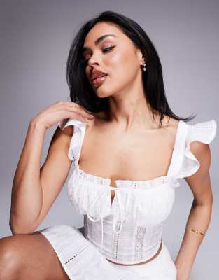 Love Triangle Broderie Milkmaid Crop Top