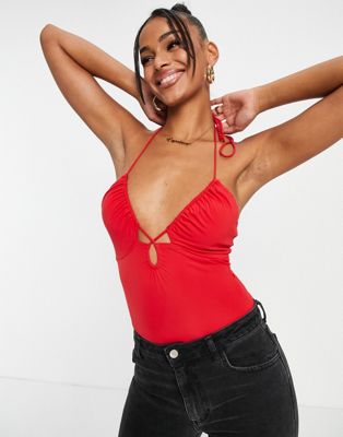 Love Triangle cami body with cut out in red - ASOS Price Checker