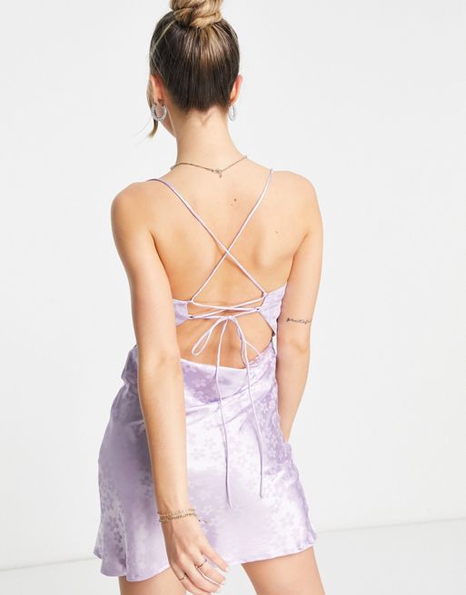 Love Triangle Lilac Magic Satin Mini Slip Dress