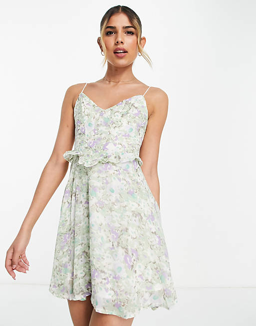 Love Triangle cami mini dress in blue vintage floral | ASOS
