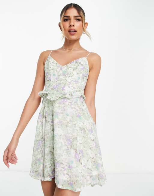 Love Triangle cami mini dress in blue vintage floral